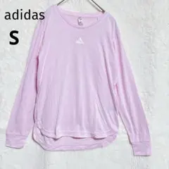 adidasアディダスピンク長袖TシャツSロゴ春夏スポーツ速乾