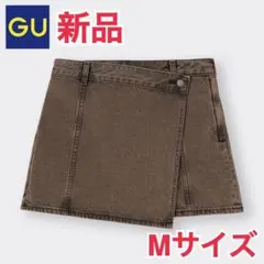 【新品】GU デニムラップスコート ブラウン Mサイズ スカート デニム ミニのサムネイル