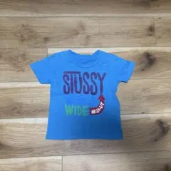STUSSYステューシー紺×白ドット柄SSリンクロゴTシャツ水玉キッズ130cm 