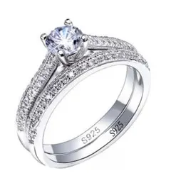 S925シルバー ダイヤモンド風 二重リング