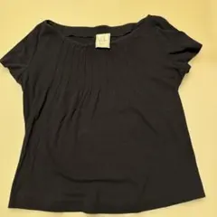 Sybilla 黒 半袖Tシャツ ギャザー入りのサムネイル