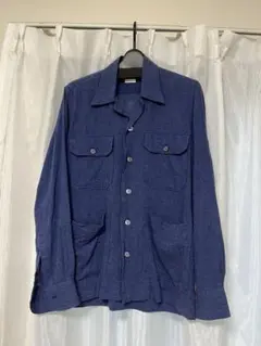 サイズXS 美品 ORIAN コットンリネンシャツ ブルーのサムネイル