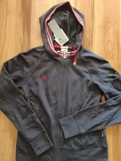 新品adidas ジップアップパーカーラインストーン付ネイビーコットンアディダス