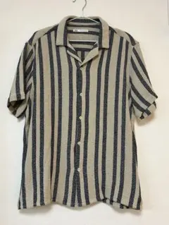 ZARA 半袖シャツ XL ベージュと黒のストライプ