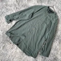 GLOBALWORK グローバルワーク メンズノーカラーシャツ カーキ サイズS