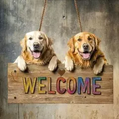 ゴールデンレトリバー ウェルカムボード 2匹 犬 新品 - メルカリ
