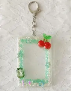 チェキサイズフォトキーホルダー　グリーン　クリームソーダ