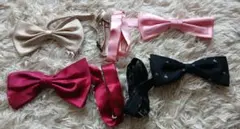 蝶ネクタイセット 4色　黒　ベージュ　エンジ　ピンク