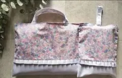 花柄 レッスンバッグ 上履き入れ 2点セット 入園入学