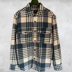 H&M ブルー×ホワイト　チェック柄　フランネルシャツジャケット　サイズMのサムネイル