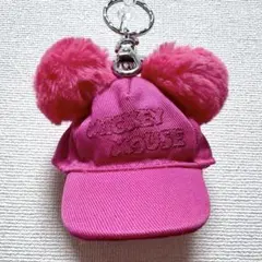 ディズニー ミッキーマウス ポンポンキャップ キーチェーン ピンク帽子 TDRのサムネイル
