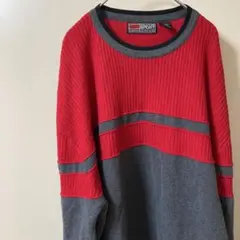 パ*ブ様 ⑧グレーとレッドのメンズセーター　ニット　XL