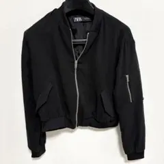 【新品】ZARA ボンバージャケット シフォン シースルー ジップ 黒 S