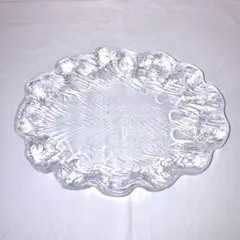 KURATA 手づくり ガラス皿 木目調（屋久杉） 波型ガラス大皿