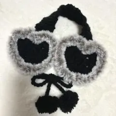 ハートイヤーマフ　ハンドメイド　ハート型　耳当て　ふわふわ　ぽんぽん
