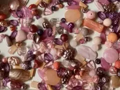 大量アンティーク風 アクリルビーズ お得 まとめ売り 暖色系