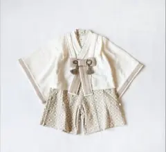 新品未使用　90cm モクモフ　袴ロンパースプレミアムベージュ　お食い初め初節句