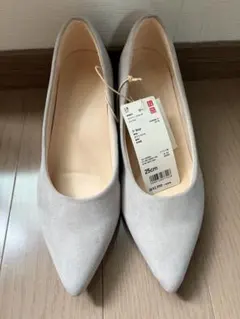 グレー スエード風 ポインテッドトゥパンプス 25cm