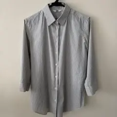【ワンコインセール】UNIQLO ストライプ 五分袖シャツ Lサイズ