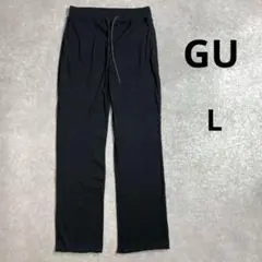GU リブスリムストレートパンツ　イージーパンツ　ブラック　楽ちん　Lサイズ