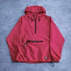 90s L.L.Bean ナイロンアノラックパーカー 赤 M ハーフジップ