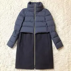 【美品】HERNO ダウンコート　切り替え　L 大きいサイズ　ネイビー