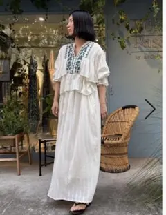 《未使用》サラマリカ コットン ジャガード コード エンブロイダリー ワンピース