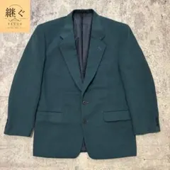 vintage 00sチェック柄 テーラードジャケット 深緑 レトロ シンプル