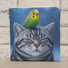 ❤フラットポーチ❤小物ポーチ❤猫と鳥