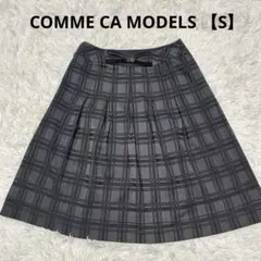 1236a.COMME CA MODELSグレー系チェック柄プリーツスカート　S