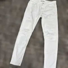 ZARA ホワイト　スキニーデニム　40 白　ダメージデニム