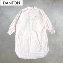 DANTON コットンポプリンバンドカラーロングシャツ ピンク 36サイズ