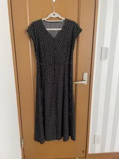 ナチュラルビューティーベーシック　重ね着風　ワンピース　水玉　M