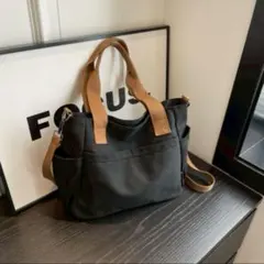 黒　キャンバスバッグ 大容量 旅行 通勤　通学　トートバッグ