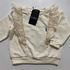 新品　イーストボーイ　裏起毛トレーナー　ホワイト　刺繍　フリル　長袖　95