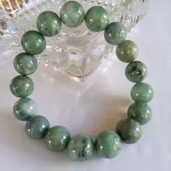 希少、最上級品、国石、綺麗色)糸魚川翡翠ブレスレット、13mm
