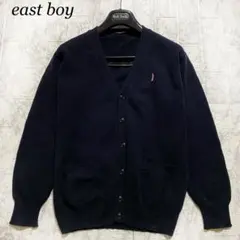 イーストボーイ　カーディガン　ネイビー　刺繍　女神ロゴ　ピンク　通学