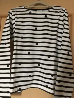新品未使用IENAストライプ・ドットデザイン長袖カットソー