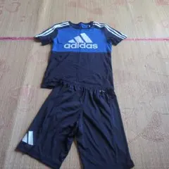 adidas Tシャツ上下セット 青/黒 140センチ
