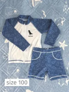 恐竜柄ラッシュガード(長袖)・水着セット 100cm