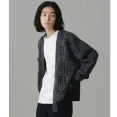 【試着のみ新品】ナノ・ユニバース　ウールチェックカーディガン　Ｌサイズ