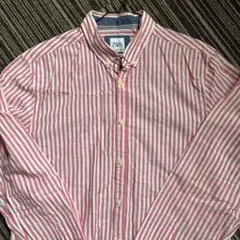 ZARA 赤白ストライプ 長袖シャツ M