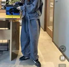 NUGU スウェット　セットアップ　Y2Kクロップドダブルジップフーディー