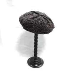 ボア　ニット　ベレー　帽子　茶　ブラウン　新品　未使用