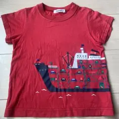 ファミリア　レッド　乗り物柄Tシャツ 110サイズ