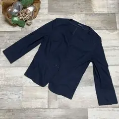 New Yorker ネイビー ノーカラージャケット　9AR M