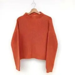 ☆KBF　オレンジ リブ編み ニットセーター 長袖
