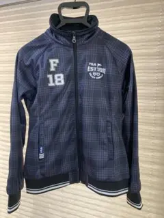 Ｐ美品　FILA チェック柄ジャケット (ネイビー、裏起毛)防風　秋冬物