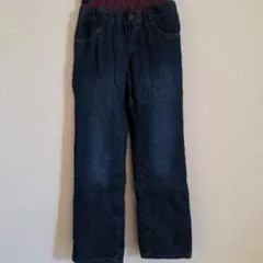 ダークブルー裏モコデニムストレートパンツ140