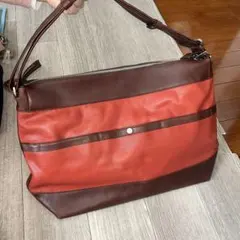 レザー ショルダーバッグ 赤 茶色